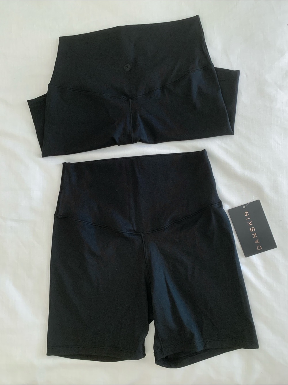 Danskin Black High Waisted Motivate Bike Shorts 2-Pack Size Small NWT 5"